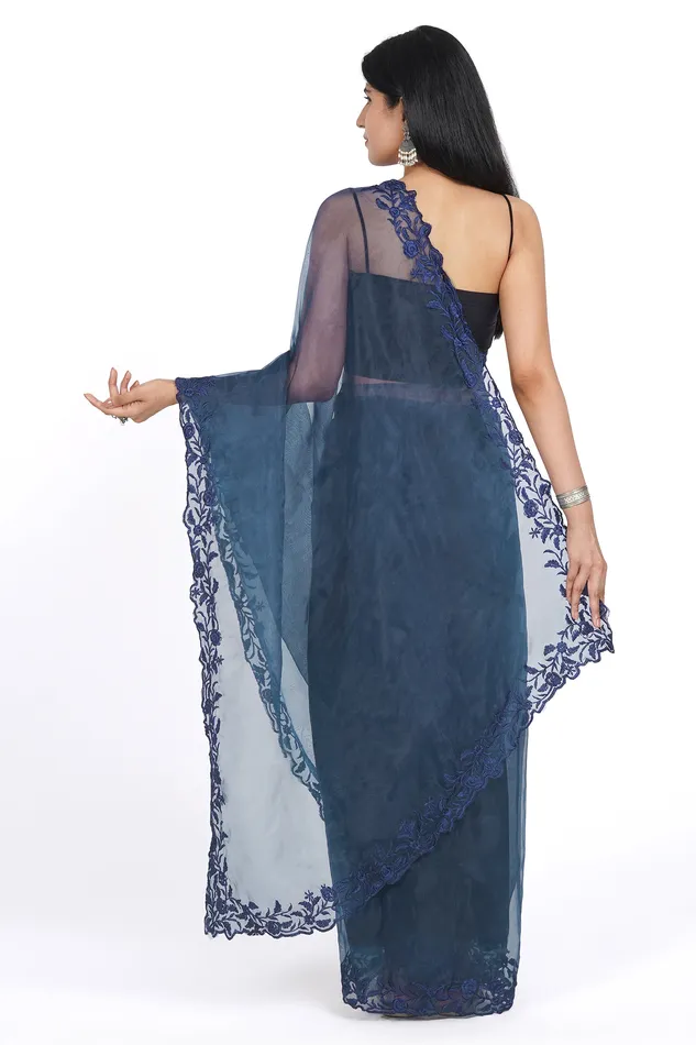 Teejh Teejh Ethereal Petunia Organza Saree Earrings
