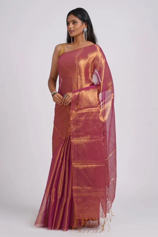 Teejh Trishika Magenta Tissue Saree Teejh Earrings Teejh Trishika Magenta Tissue Saree Teejh Earrings