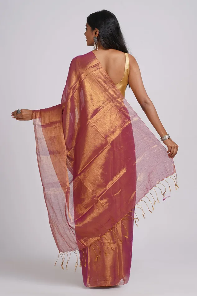 Teejh Trishika Magenta Tissue Saree Teejh Earrings Teejh Trishika Magenta Tissue Saree Teejh Earrings