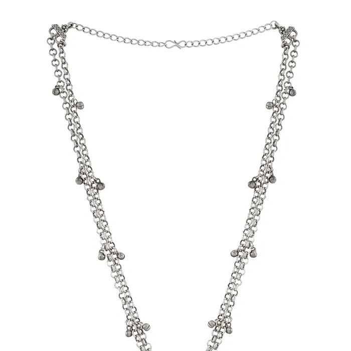 Teejh Vyomini Silver Mehroon Necklace Teejh Necklaces