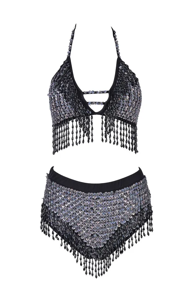THE LUMi SHOP Earrings Hand Stitched Sequin High Waisted Bottoms Disco Barbie