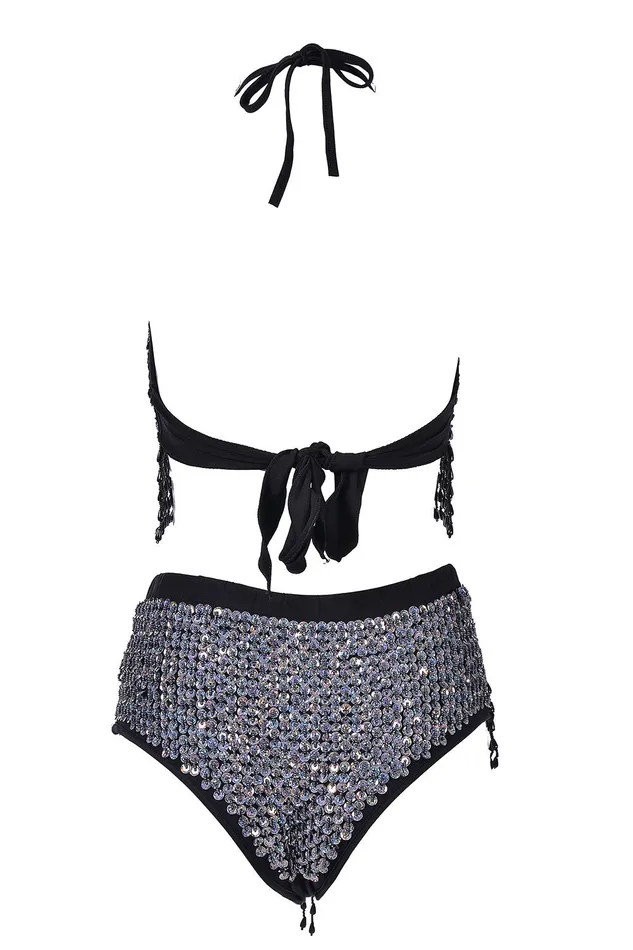THE LUMi SHOP Earrings Hand Stitched Sequin High Waisted Bottoms Disco Barbie