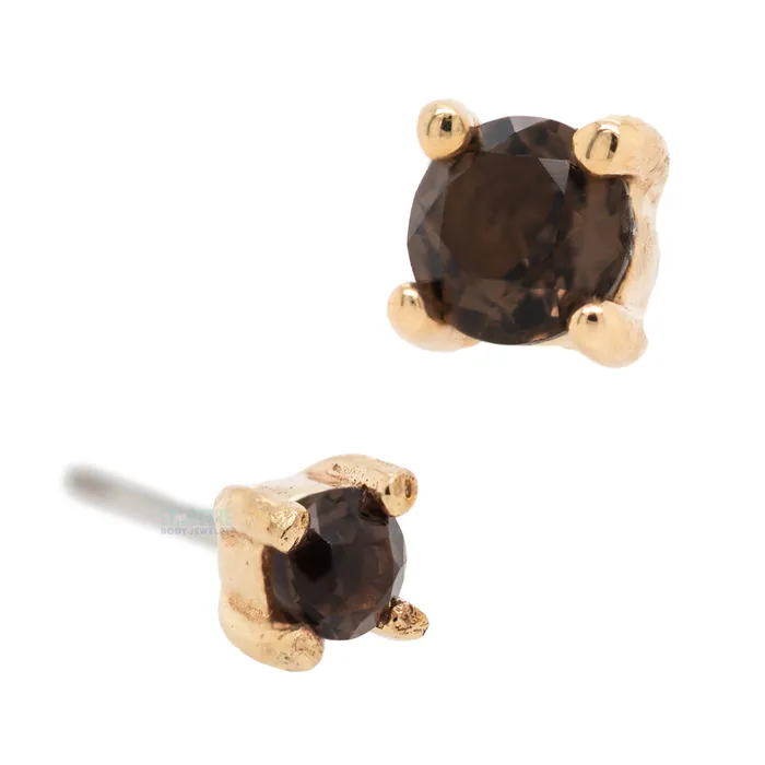 threadless ProngSet Smokey Quartz End in Gold Buddha Jewelry Organics Earrings threadless ProngSet Smokey Quartz End in Gold Buddha Jewelry Organics Earrings