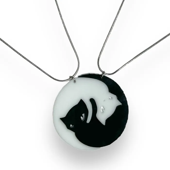 VincaUSA Necklaces Last Chance Emily The Strange Yin Yang Cat BFF Necklace set of two VincaUSA Necklaces Last Chance Emily The Strange Yin Yang Cat BFF Necklace set of two