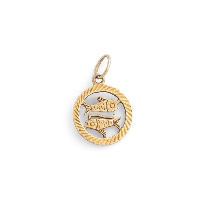 Vintage Charm Necklaces Pisces 9k Gold Zodiac Charm