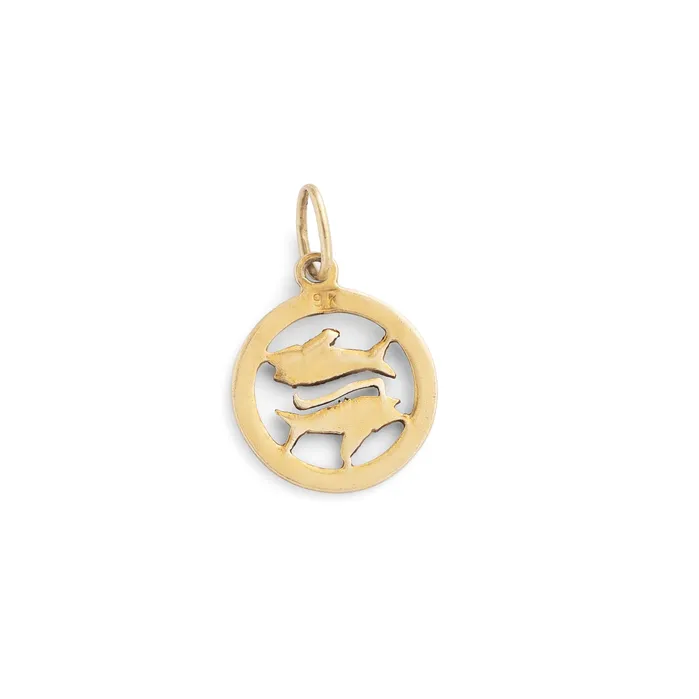 Vintage Charm Necklaces Pisces 9k Gold Zodiac Charm