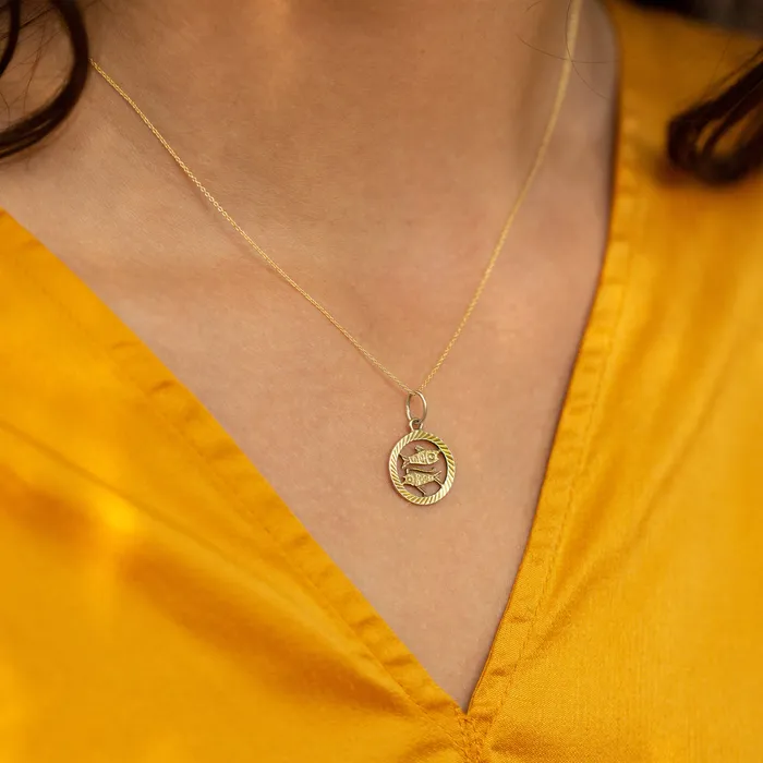 Vintage Charm Necklaces Pisces 9k Gold Zodiac Charm