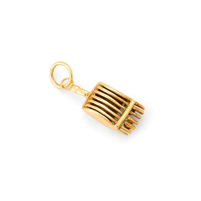 Vintage Earrings Ruby and 14k Gold Berry Rake Charm