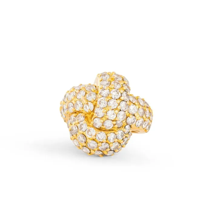 Vintage Rings Diamond and 18K Gold Knot Cocktail Ring