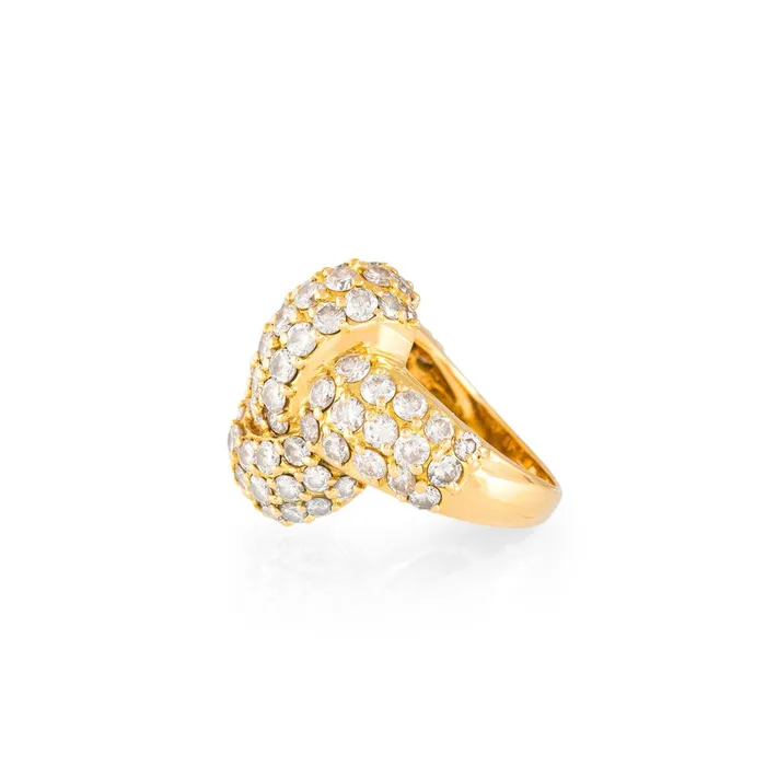 Vintage Rings Diamond and 18K Gold Knot Cocktail Ring