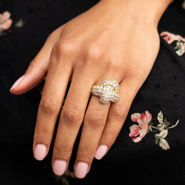 Vintage Rings Diamond and 18K Gold Knot Cocktail Ring