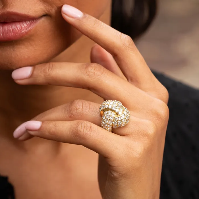Vintage Rings Diamond and 18K Gold Knot Cocktail Ring