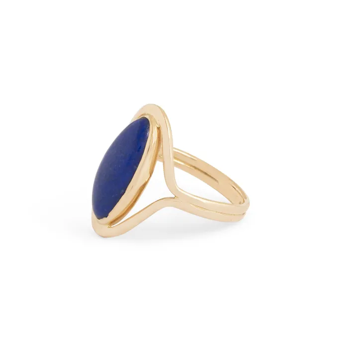 Vintage Rings Lapis Lazuli and 14k Gold Split Shank Ring
