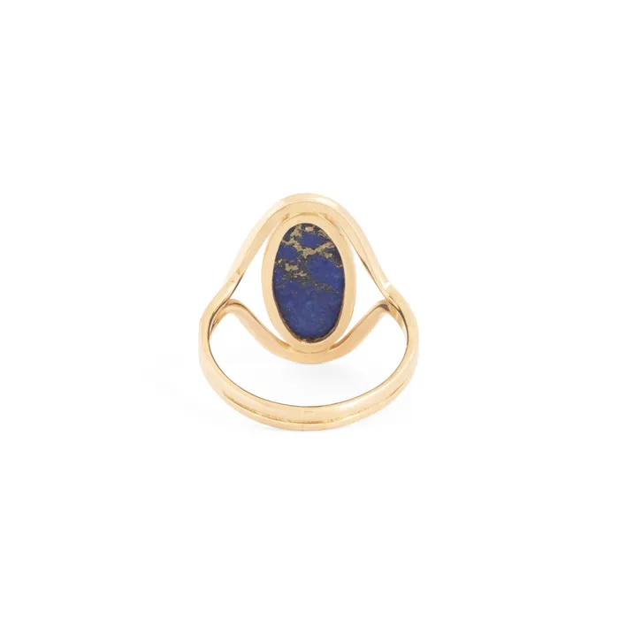 Vintage Rings Lapis Lazuli and 14k Gold Split Shank Ring