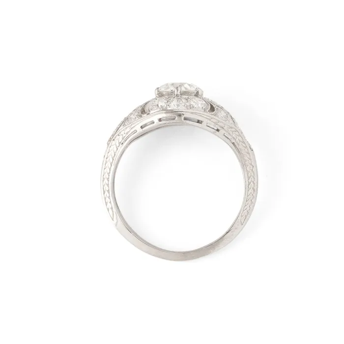 Vintage Rings MidCentury Diamond and Platinum Floral Domed Ring