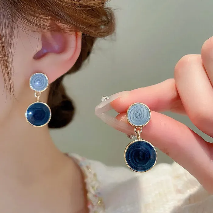 01 Earrings AZ329 Casual Retro Geometric Enamel Acrylic Drop Earrings