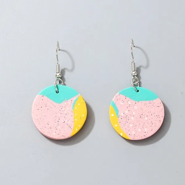 01 Earrings E353 Mauve Round Speckled Design Earrings