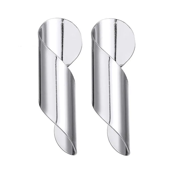 01 Earrings E969 Silver Swirl Design Earrings