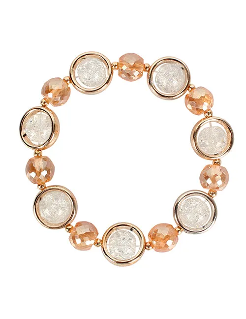 02 Bracelets B616 Gold Crystal Gem Bracelet