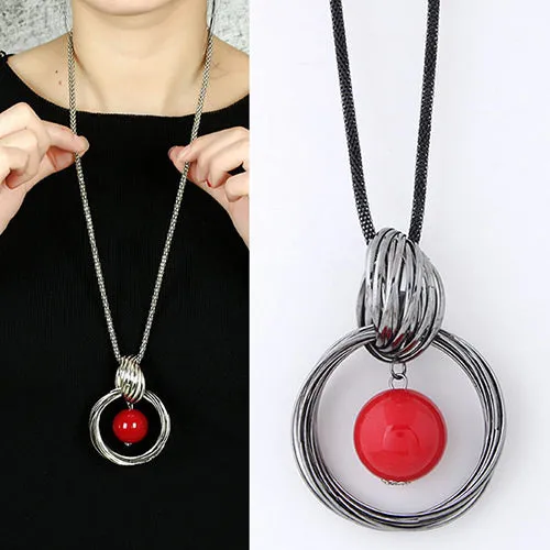 02 Necklaces N68 Red Silver Fashion Necklace with FREE Earrings