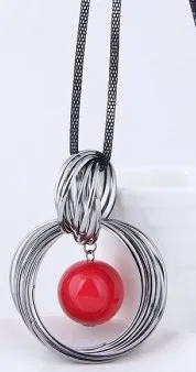 02 Necklaces N68 Red Silver Fashion Necklace with FREE Earrings