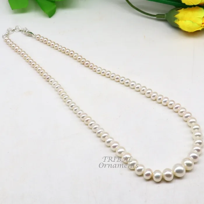 119carats fresh water pearl 4 to 9mm single line layer string necklace set gorgeous wedding or daily use necklace jewelry belly dance pnec04 TRIBAL ORNAMENTS Necklaces