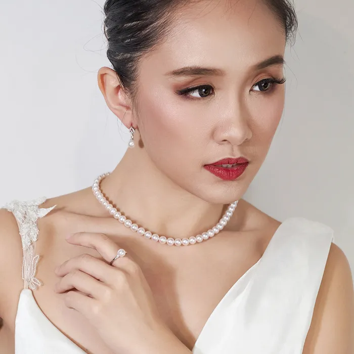 18K Diamond Akoya Hanadama Pearl Ring KR00054 Pearly Lustre Rings