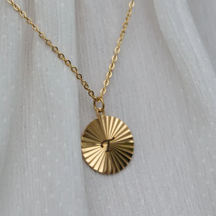 18K GoldFilled Custom Initial Necklace Sunburst Engraved Letter Necklace Jewelvers Necklaces 18K GoldFilled Custom Initial Necklace Sunburst Engraved Letter Necklace Jewelvers Necklaces