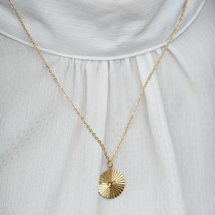 18K GoldFilled Custom Initial Necklace Sunburst Engraved Letter Necklace Jewelvers Necklaces