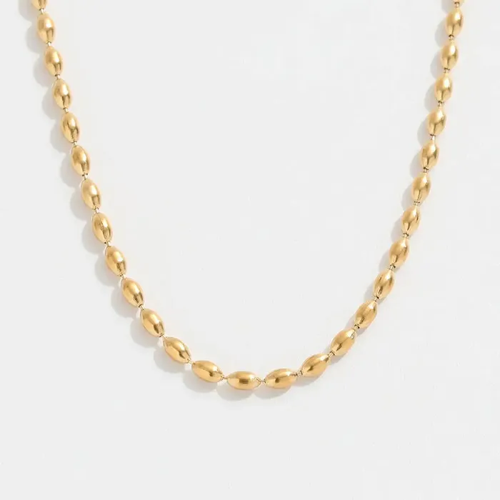 18K GoldFilled Oval Bead Necklace Jewelvers Necklaces