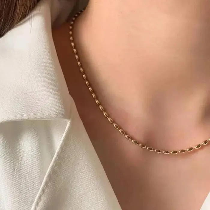 18K GoldFilled Oval Bead Necklace Jewelvers Necklaces 18K GoldFilled Oval Bead Necklace Jewelvers Necklaces
