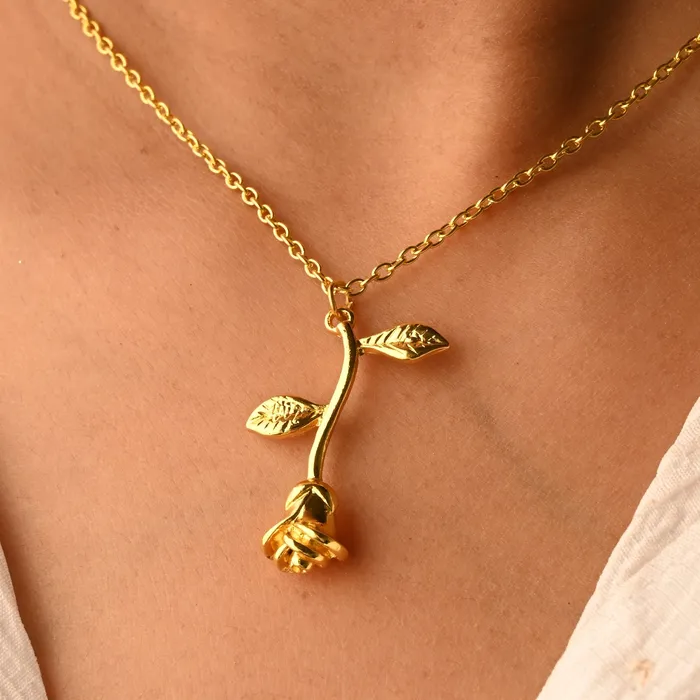 18K GoldFilled Rose Pendant Necklace for Women Jewelvers Necklaces