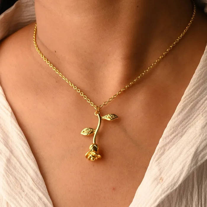 18K GoldFilled Rose Pendant Necklace for Women Jewelvers Necklaces 18K GoldFilled Rose Pendant Necklace for Women Jewelvers Necklaces