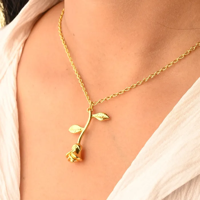 18K GoldFilled Rose Pendant Necklace for Women Jewelvers Necklaces 18K GoldFilled Rose Pendant Necklace for Women Jewelvers Necklaces