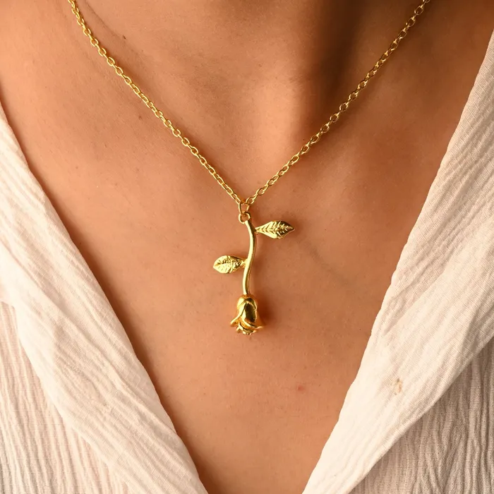 18K GoldFilled Rose Pendant Necklace for Women Jewelvers Necklaces 18K GoldFilled Rose Pendant Necklace for Women Jewelvers Necklaces