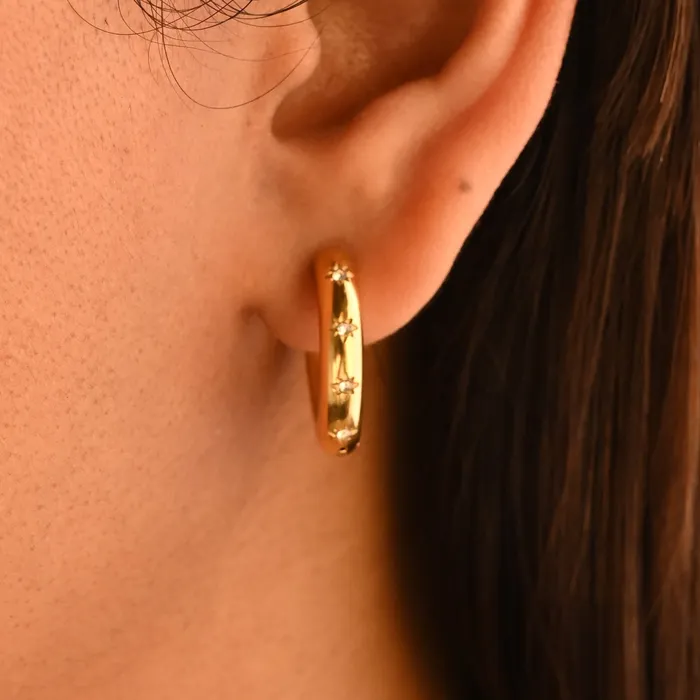 18K GoldFilled Zircon Star Hoop Earrings Jewelvers Earrings