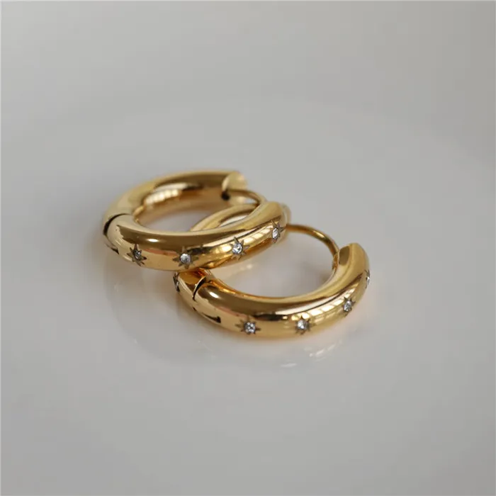 18K GoldFilled Zircon Star Hoop Earrings Jewelvers Earrings 18K GoldFilled Zircon Star Hoop Earrings Jewelvers Earrings