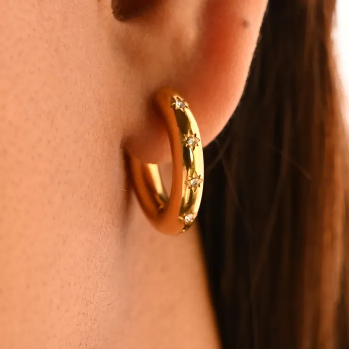 18K GoldFilled Zircon Star Hoop Earrings Jewelvers Earrings 18K GoldFilled Zircon Star Hoop Earrings Jewelvers Earrings