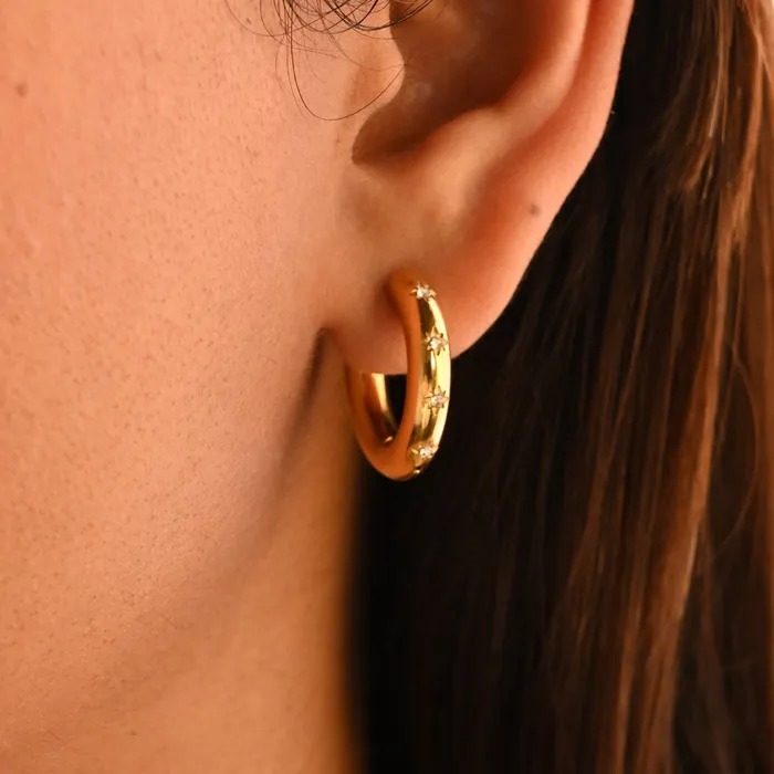 18K GoldFilled Zircon Star Hoop Earrings Jewelvers Earrings 18K GoldFilled Zircon Star Hoop Earrings Jewelvers Earrings