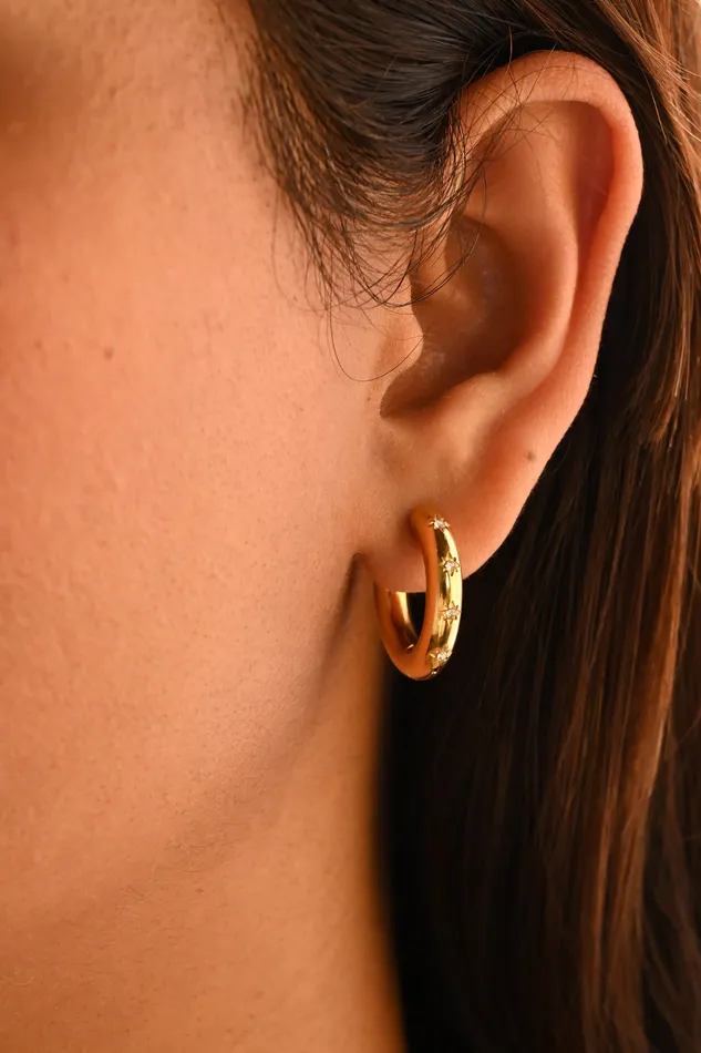 18K GoldFilled Zircon Star Hoop Earrings Jewelvers Earrings 18K GoldFilled Zircon Star Hoop Earrings Jewelvers Earrings