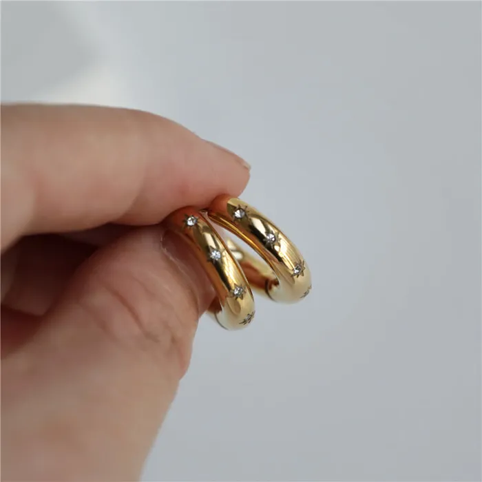18K GoldFilled Zircon Star Hoop Earrings Jewelvers Earrings 18K GoldFilled Zircon Star Hoop Earrings Jewelvers Earrings
