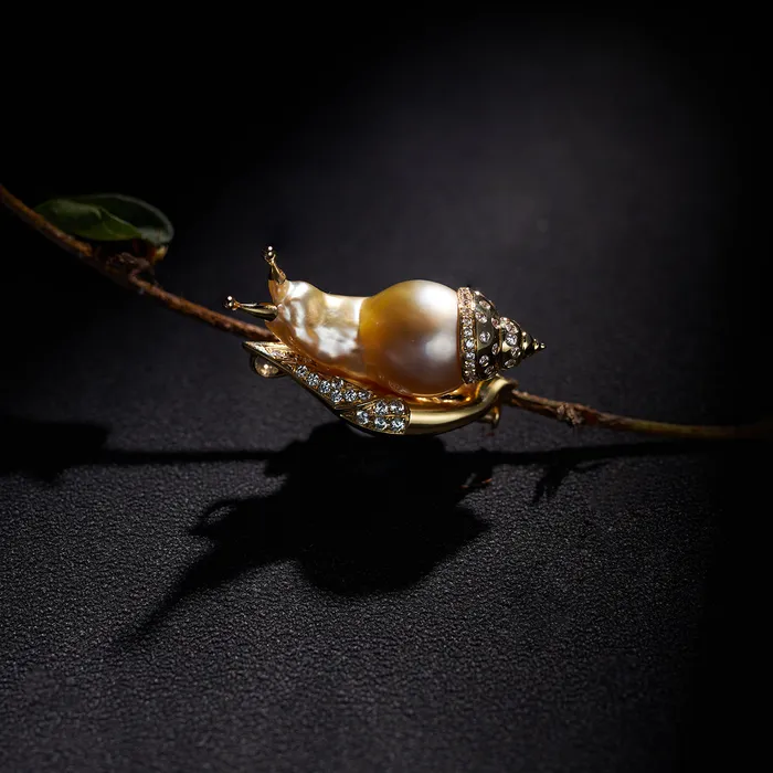 18k Solid Gold Diamond South Sea Baroque Pearl Brooch DR00031 Pearly Lustre Earrings