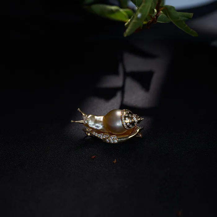 18k Solid Gold Diamond South Sea Baroque Pearl Brooch DR00031 Pearly Lustre Earrings