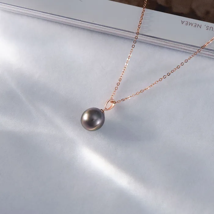 18K Solid Gold Saltwater Tahitian Pearl Necklace KN00179 Pearly Lustre Necklaces