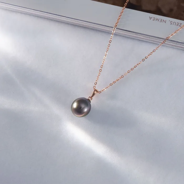 18K Solid Gold Saltwater Tahitian Pearl Necklace KN00179 Pearly Lustre Necklaces