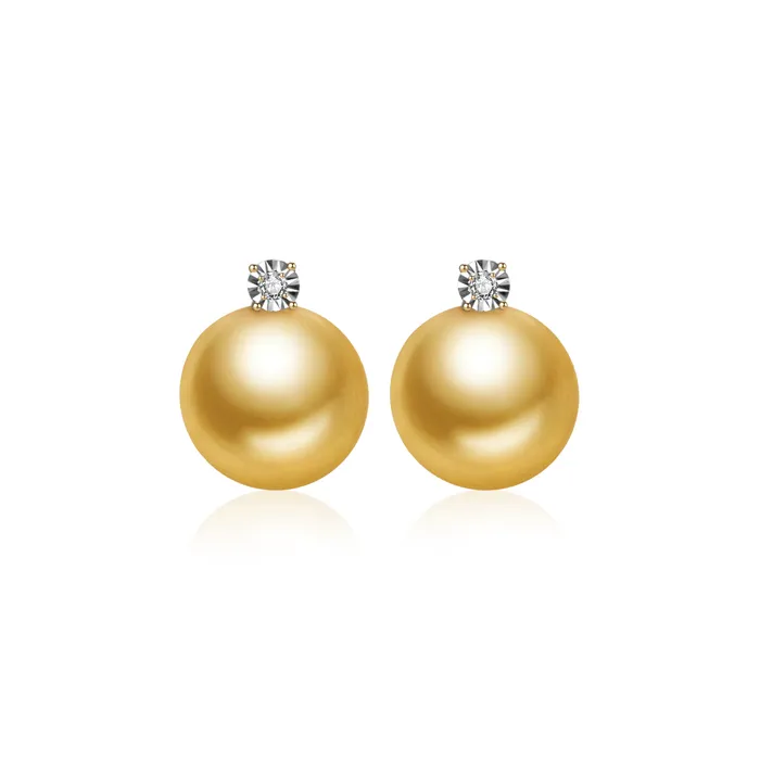 18K Solid Gold South Sea Golden Pearl Stud Earrings KE00164 Pearly Lustre Earrings 18K Solid Gold South Sea Golden Pearl Stud Earrings KE00164 Pearly Lustre Earrings