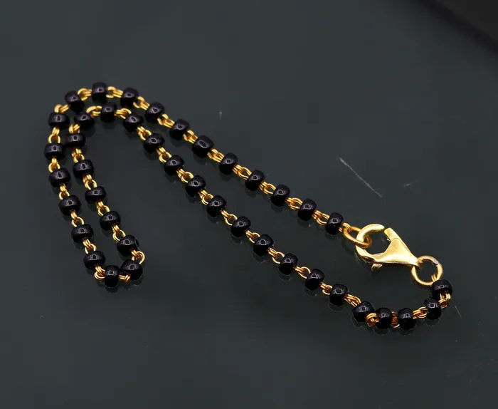 22kt yellow gold handmade fabulous black beads chain braceletgorgeous beads bracelet for gifting light weight jewelry TRIBAL ORNAMENTS Bracelets 22kt yellow gold handmade fabulous black beads chain braceletgorgeous beads bracelet for gifting light weight jewelry TRIBAL ORNAMENTS Bracelets
