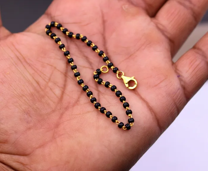 22kt yellow gold handmade fabulous black beads chain braceletgorgeous beads bracelet for gifting light weight jewelry TRIBAL ORNAMENTS Bracelets 22kt yellow gold handmade fabulous black beads chain braceletgorgeous beads bracelet for gifting light weight jewelry TRIBAL ORNAMENTS Bracelets