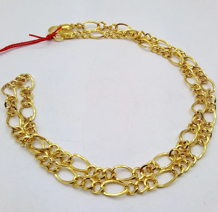 22kt yellow gold handmade fabulous light weight chain necklace unisex gifting figaro link chain certified royal india made chain necklace TRIBAL ORNAMENTS Necklaces