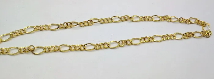 22kt yellow gold handmade fabulous light weight chain necklace unisex gifting figaro link chain certified royal india made chain necklace TRIBAL ORNAMENTS Necklaces